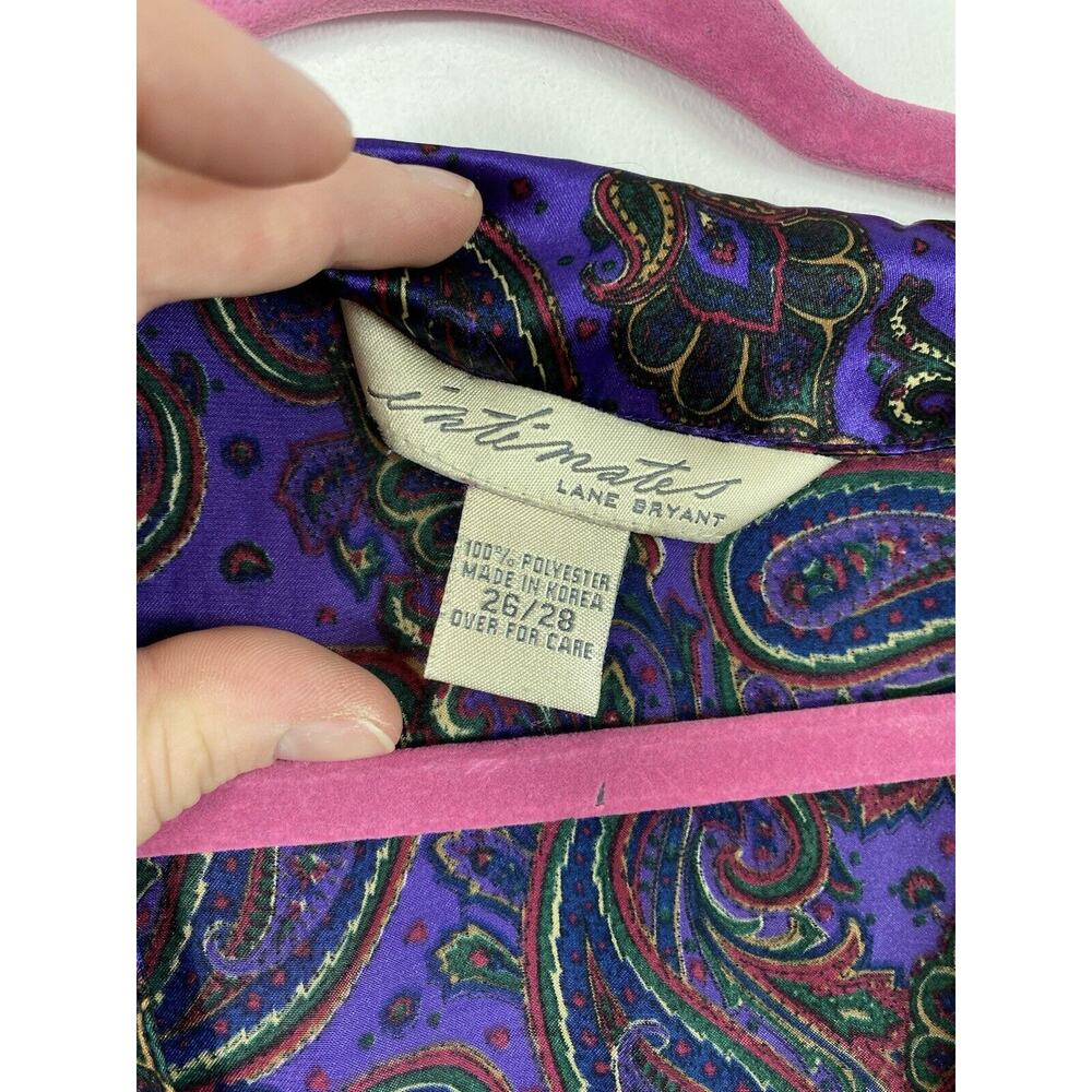 Vintage Lane Bryant Purple Paisley Print Long Sleeve Nightgown Button Plus 26/28 - Picture 7 of 12